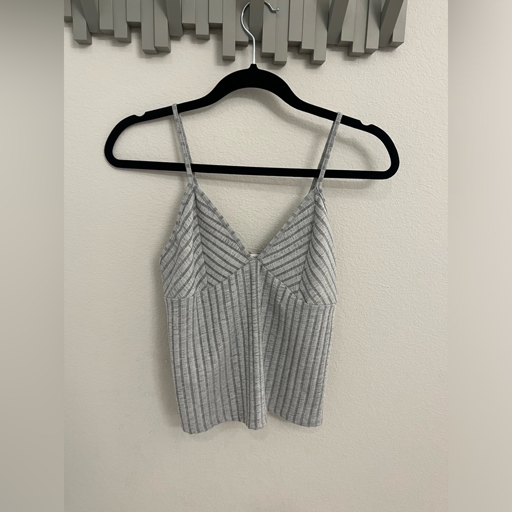 Mango grey striped V-neck tank top
